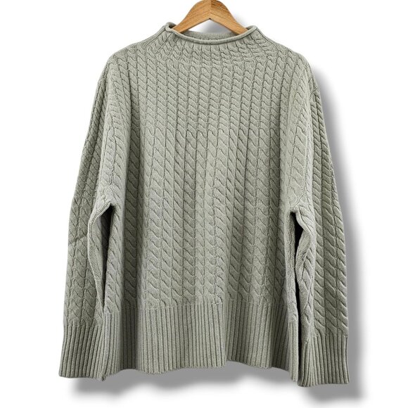 Haven Well Within Cashmere Radiating Cable Knit Sweater XXL Green Soft Cozy Fall - Picture 1 of 15
